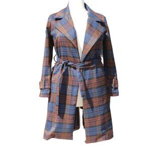 Rachel Zoe Plaid Trench Coat M